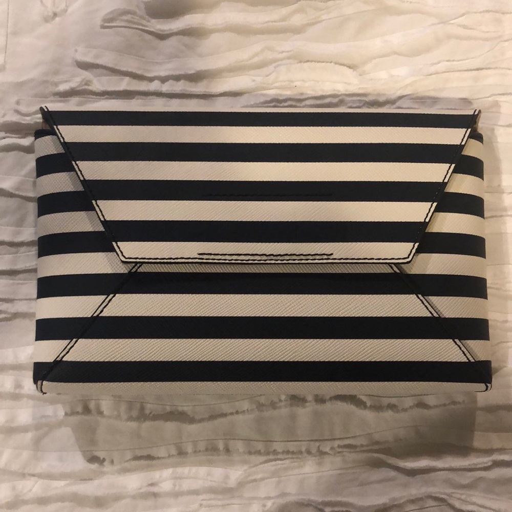 J Crew Navy & White Stripe Clutch, never used!